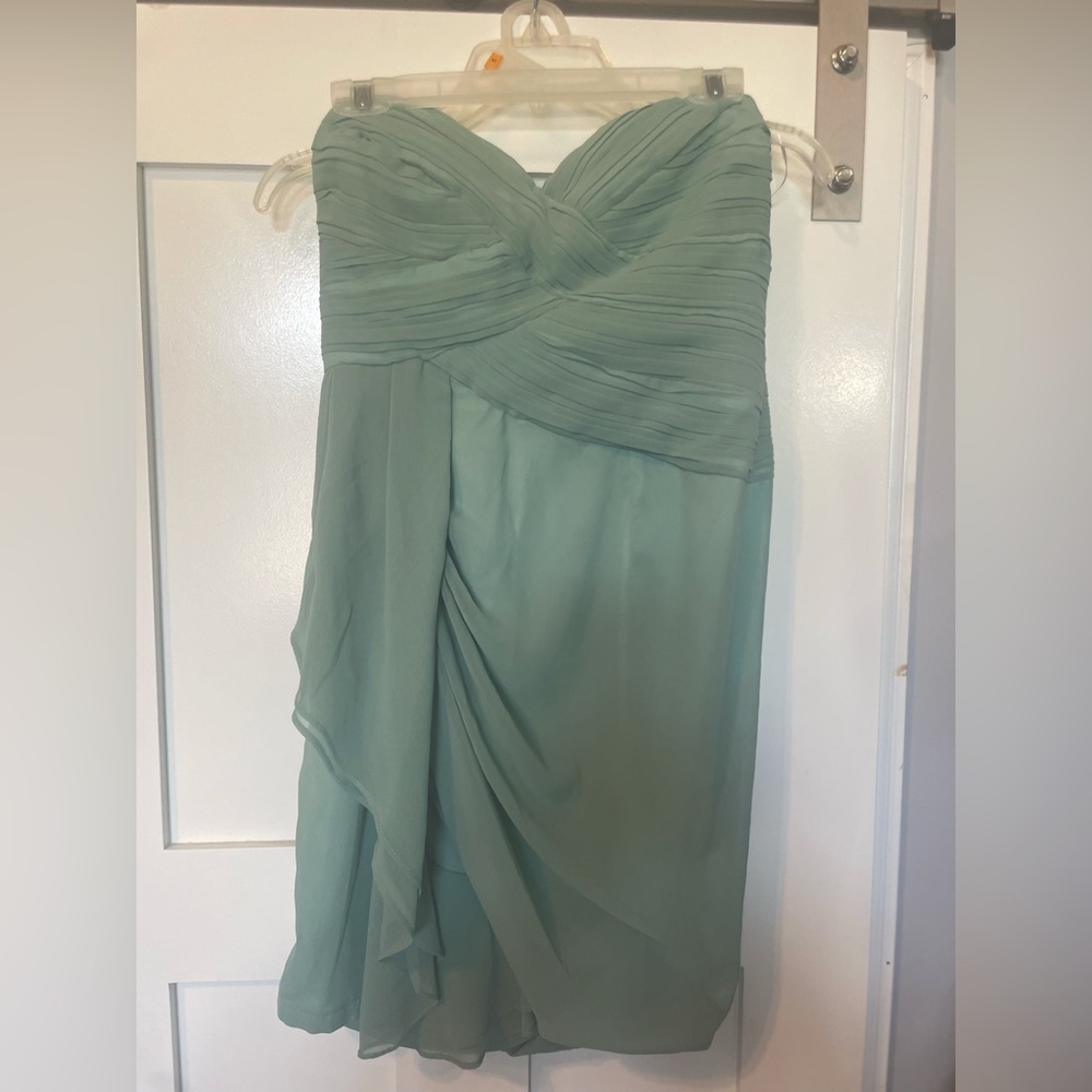 NWT Minuet blue/green mini dress Strapless Sweetheart neckline wedding guest Med